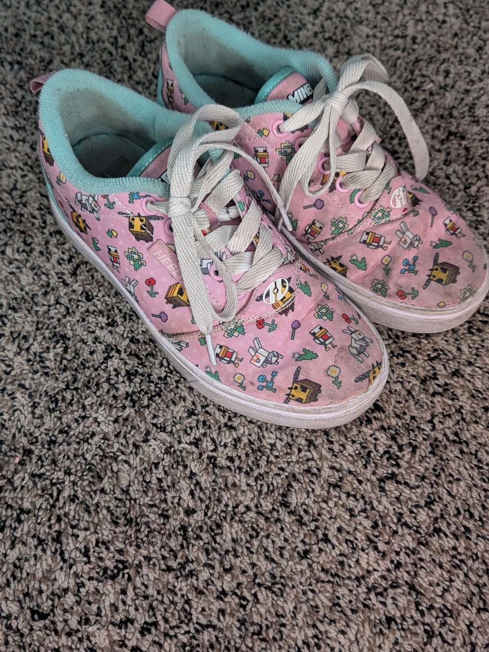 Kids Pink Canvas Minecraft Heelys